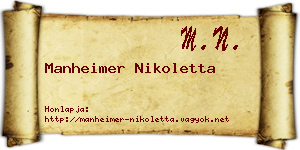 Manheimer Nikoletta névjegykártya