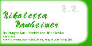 nikoletta manheimer business card